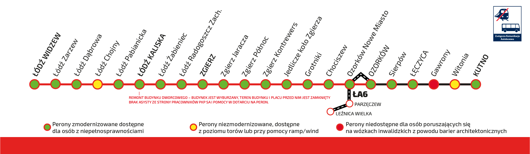 Schemat pokazujący trasę Łódź Widzew-Kutno